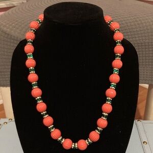 Elegant Coral Bead Necklace 24”